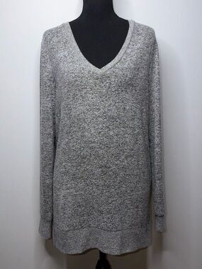 Lucky Brand Gray V-neck Tunic Sweater Size S/P Small Petite